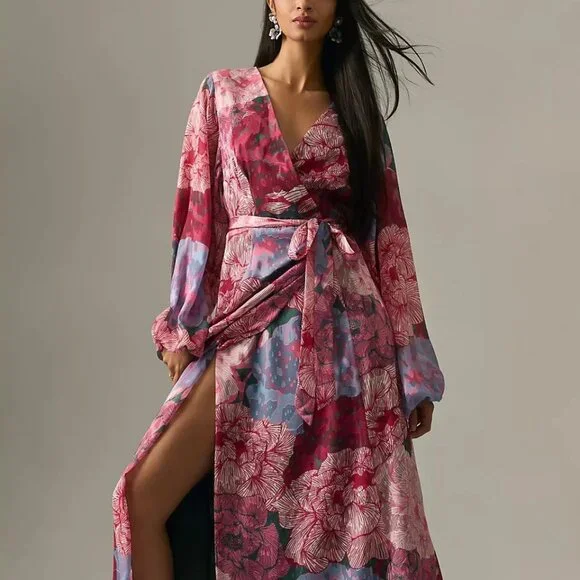 long dress with feather sleeves Hasina Modest Neckline Flare Long Sleeve Embellished Feather Dress Beige / 18